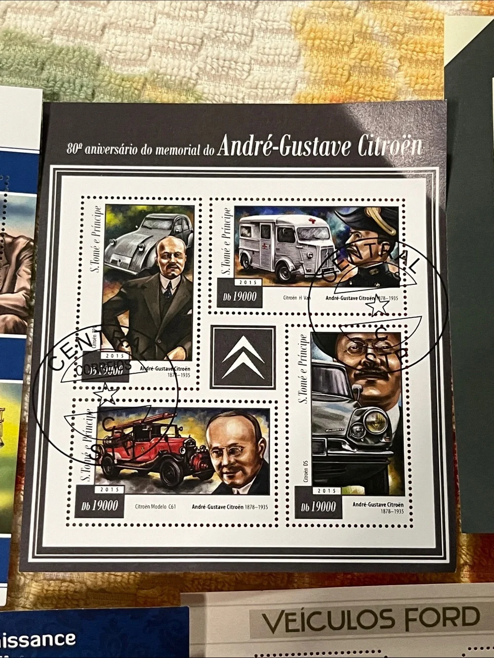 Vintage Classic Car Stamp Collection Sheets - Multicolor
